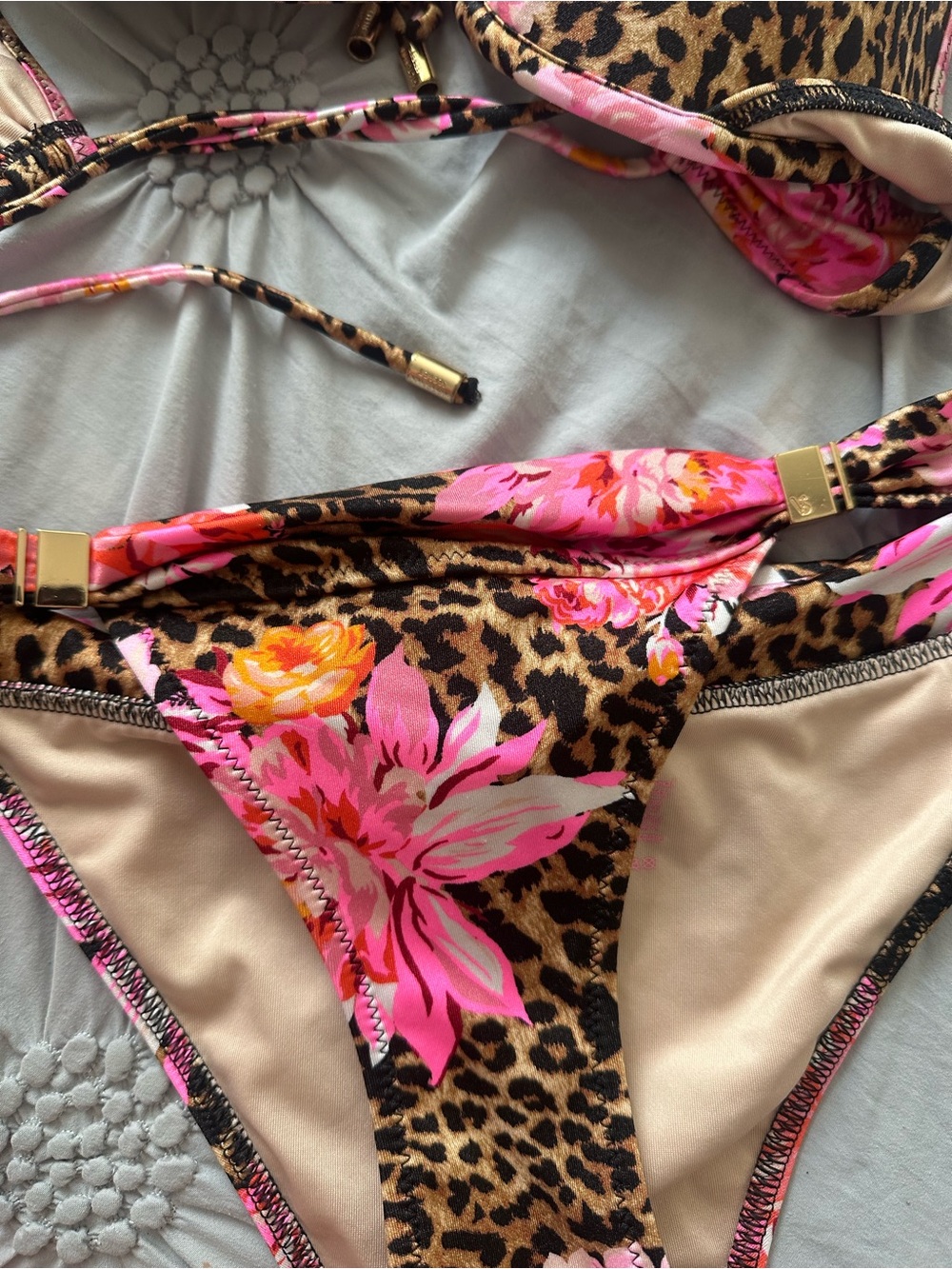 Victoria's Secret Leopard & Pink Floral Bikini - Picture 2 of 5